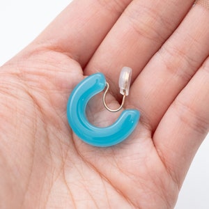 Zelda Link earrings, non-piercing ear clips, ocean blue, transparent gel non-piercing