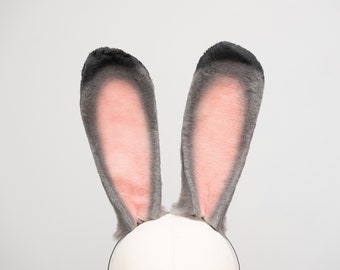 Furry Animal Ears Judy Rabbit Bunny Gray Cosplay Anime Headwear Lifelike Furry Ear Halloween Gifts