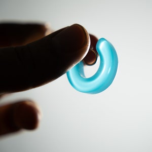 Zelda Link earrings, non-piercing ear clips, ocean blue, transparent gel image 4