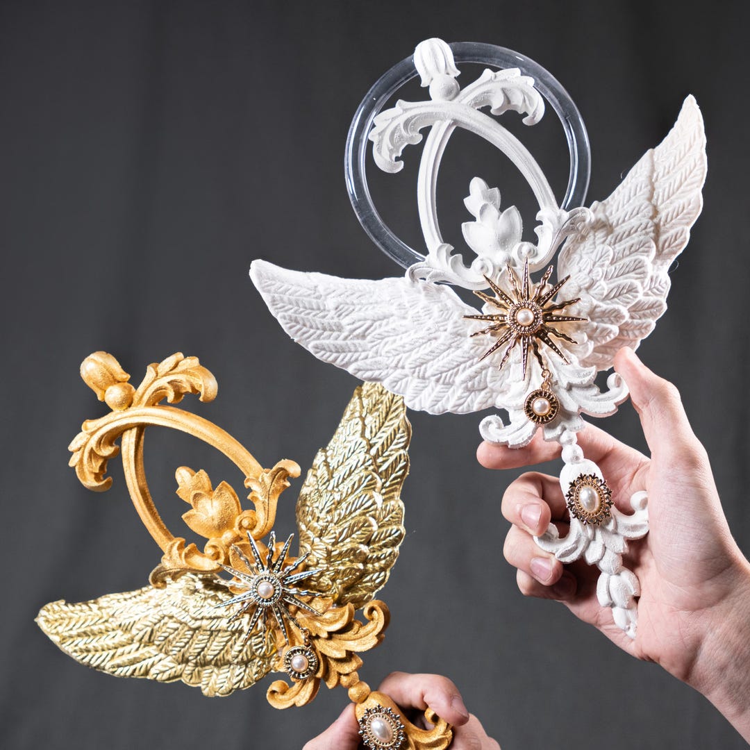 Magic Rod, 1210 In, White or Gold, Made of Wood, Renaissance Scepter ...