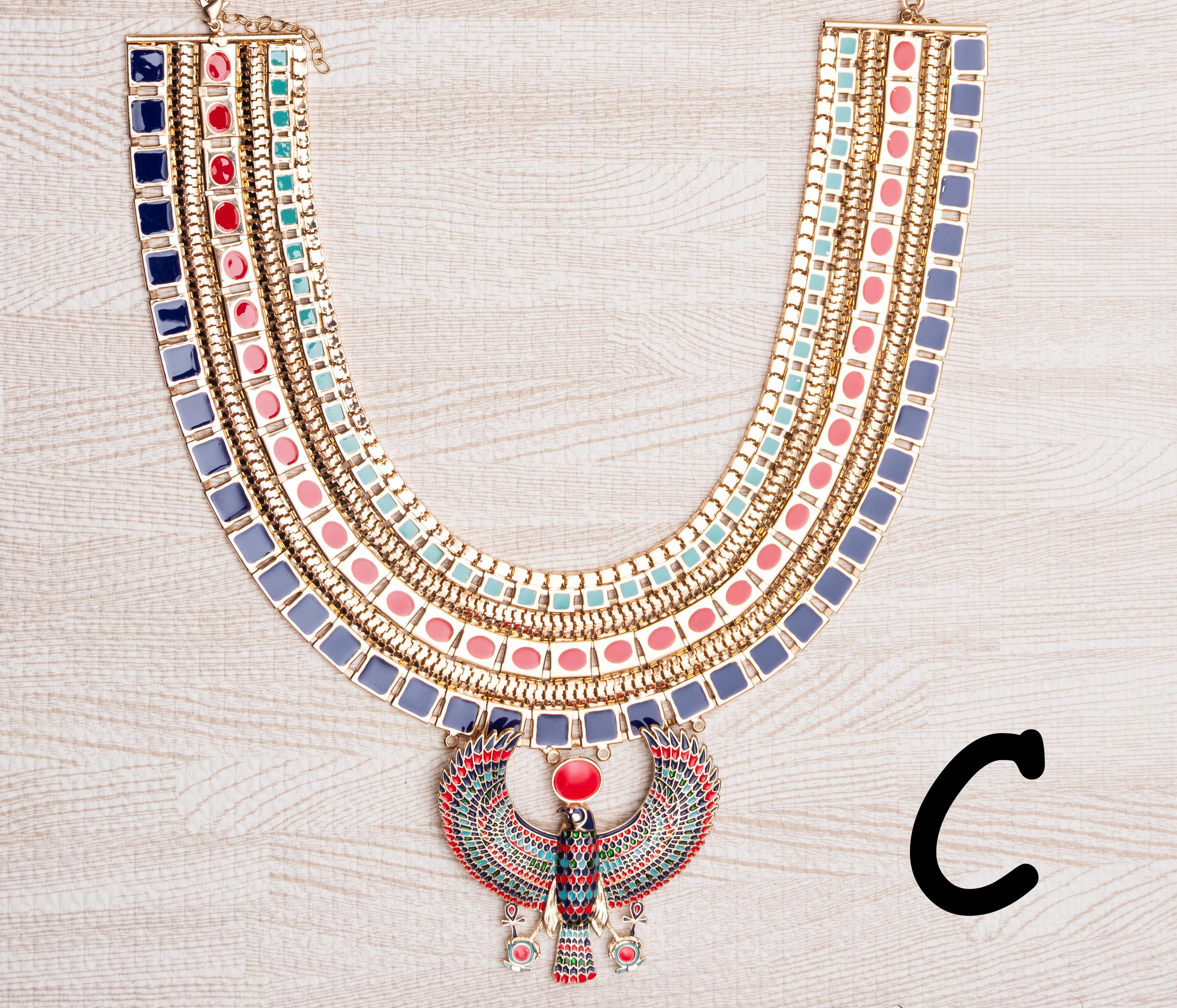 Usekh Pattern Replica Ancient Egyptian Necklace, Usekh Collar of Tutankhamun, Gold ...
