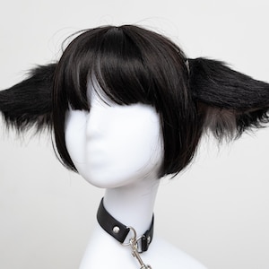 Kawaii dog ears, black dog ears, lop dog ears, furry dog ears, lifelike fur cosplay headband anime, Ebenholz ears