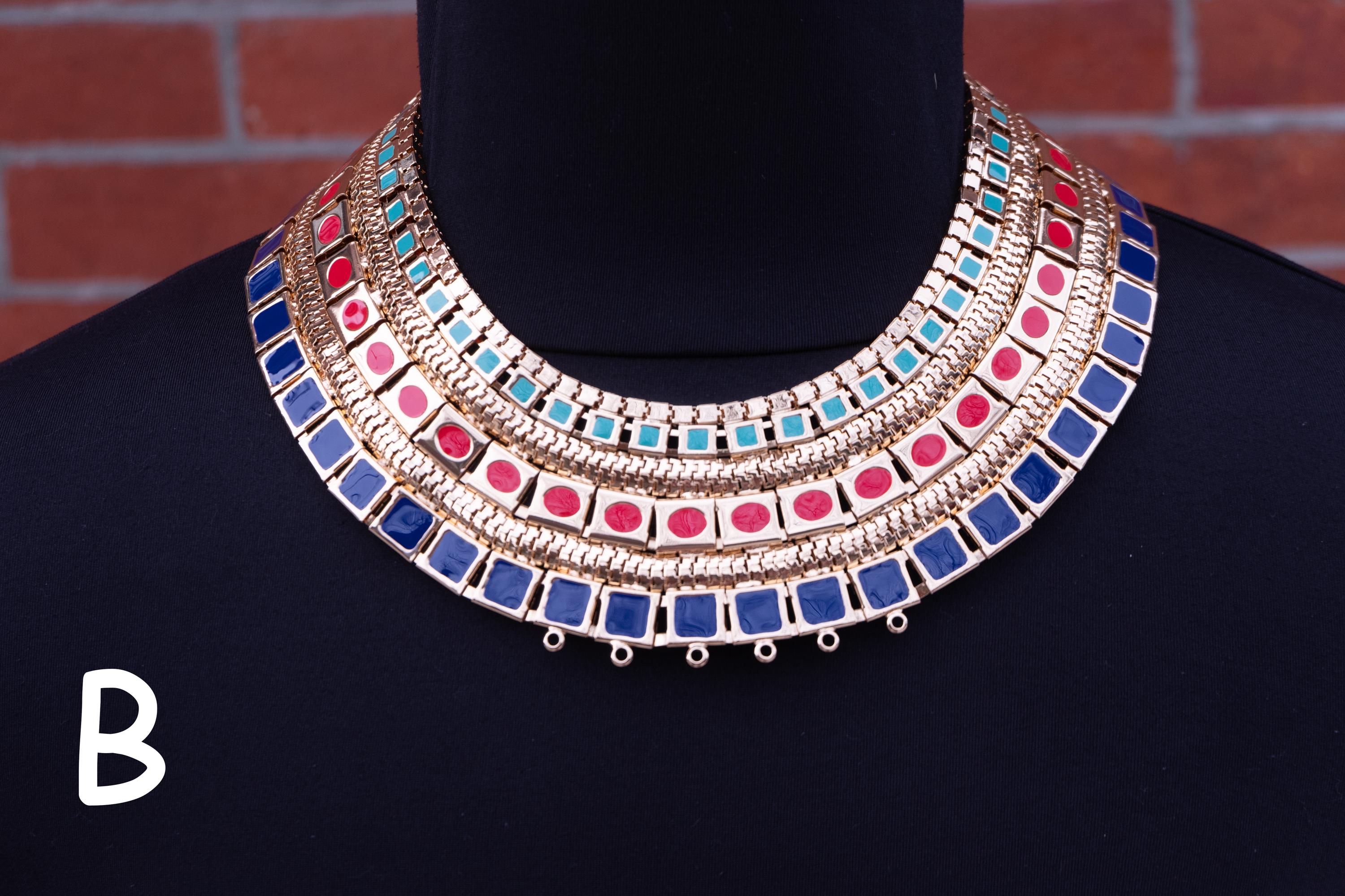 Usekh Pattern Replica Ancient Egyptian Necklace, Usekh Collar of Tutankhamun, Gold ...