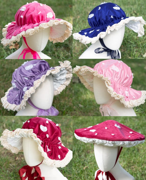 Pink Floral Women\'s Vintage Mushroom Hat Pink Mushroom Hat: 3D Spots, Paper Mache Faeriecore Costume  main image 4