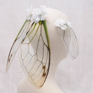 Green cicada elf wing hair clips, 4pc Set, fantasy fairycore