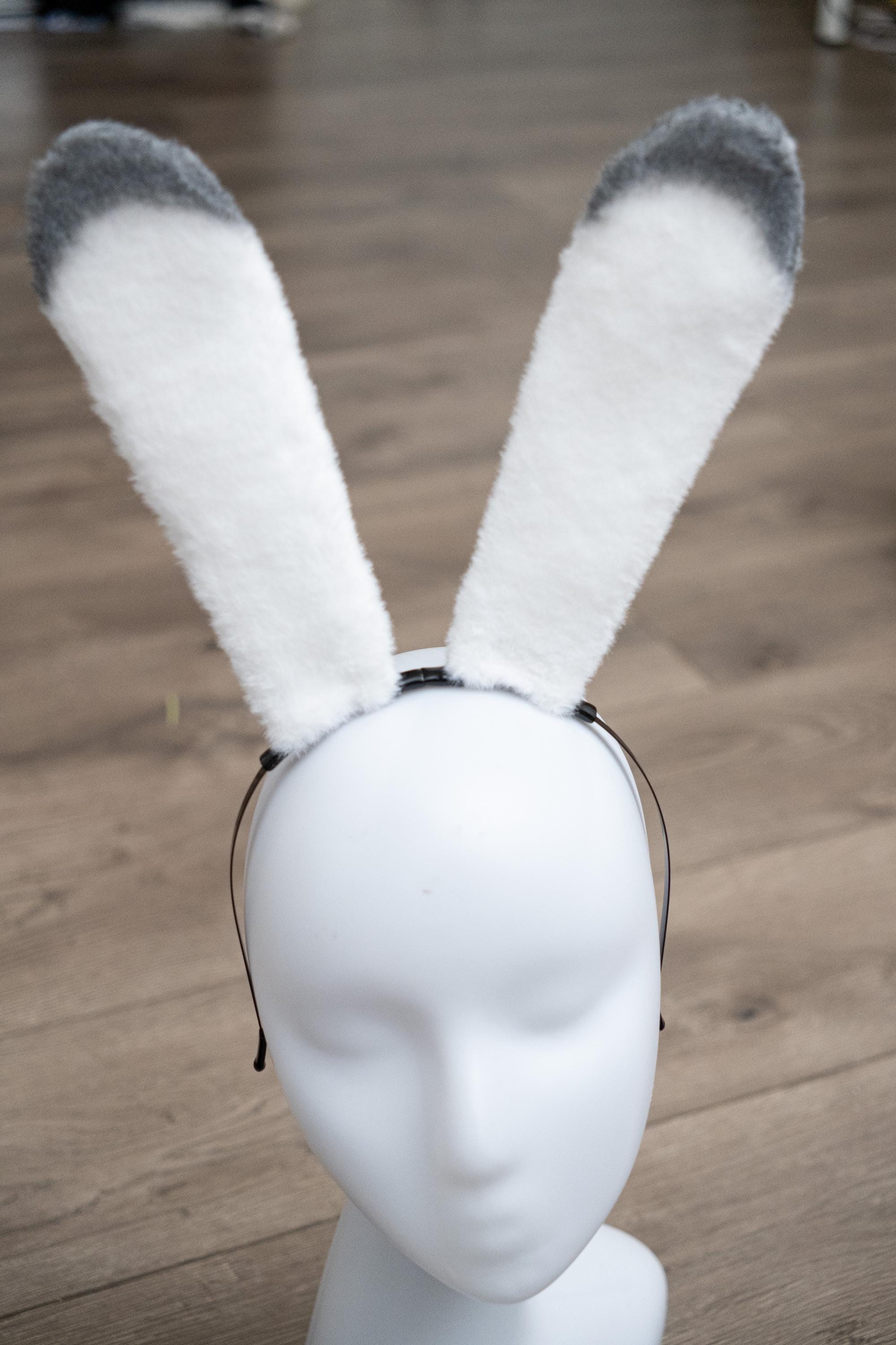 White Rabbit Ears With Gray Tips, Xavier Bunny Ears, Love