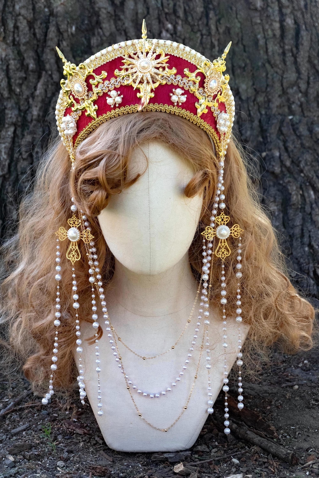 Tudor Crown, Red and Gold, Baroque Imperial Religious Queen