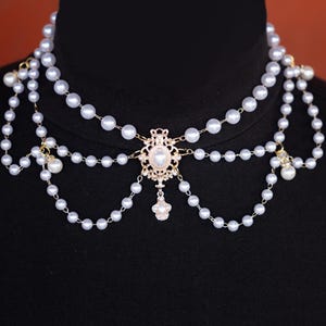 Collier Lolita Baroque Rococo Perle Or Blanc Classique Vintage Rétro Dentelle Princesse Royale