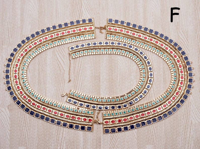 Usekh Pattern Replica Ancient Egyptian Necklace, Usekh Collar of Tutankhamun, Gold ...