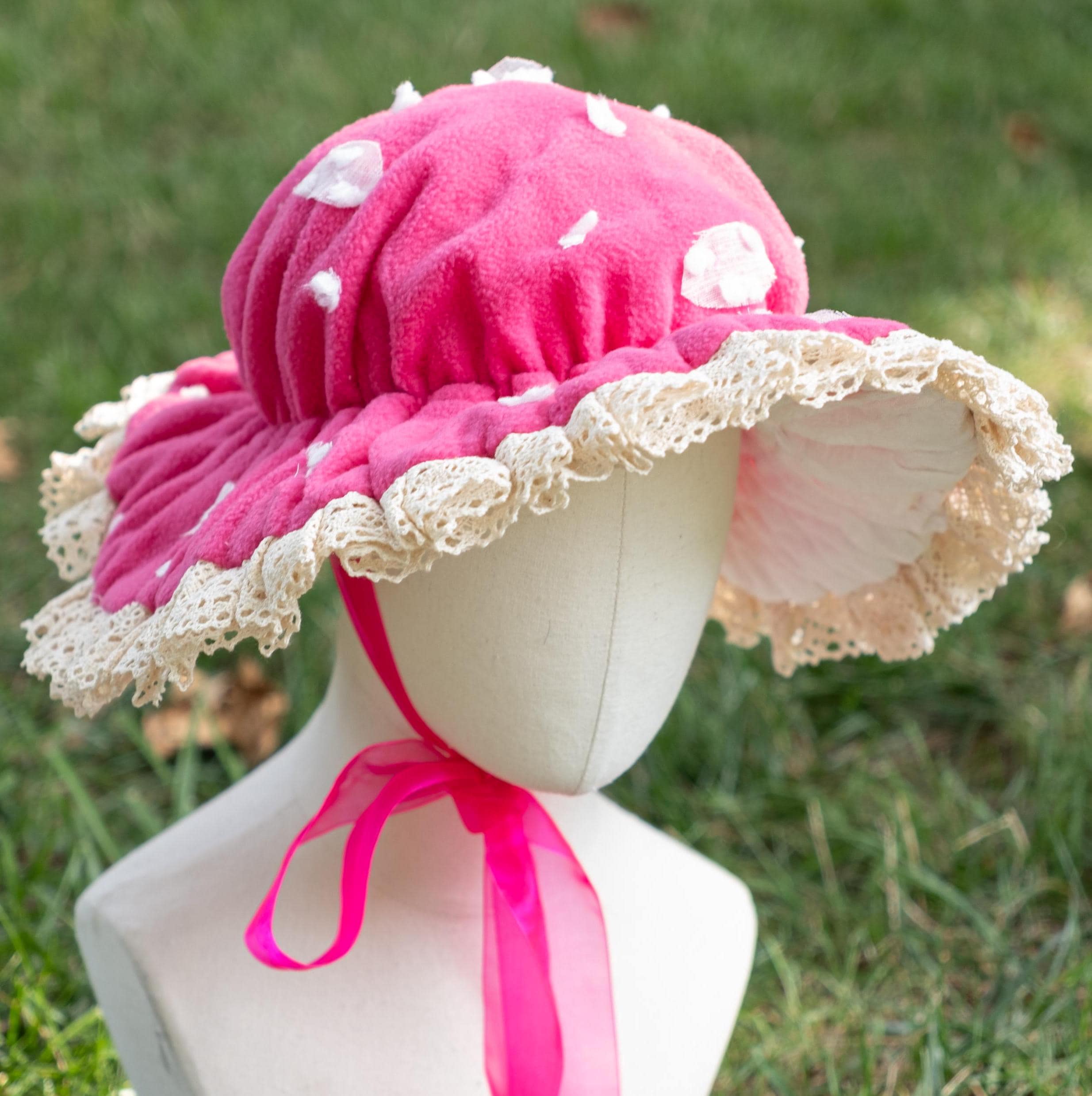 Pink Floral Women\'s Vintage Mushroom Hat Pink Mushroom Hat: 3D Spots, Paper Mache Faeriecore Costume  main image 2