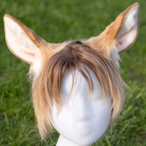 Kawaii doe ears, blonde and brown, female deer ears, cute yellow beige deer ears, furry deer ears, lifelike fur cosplay