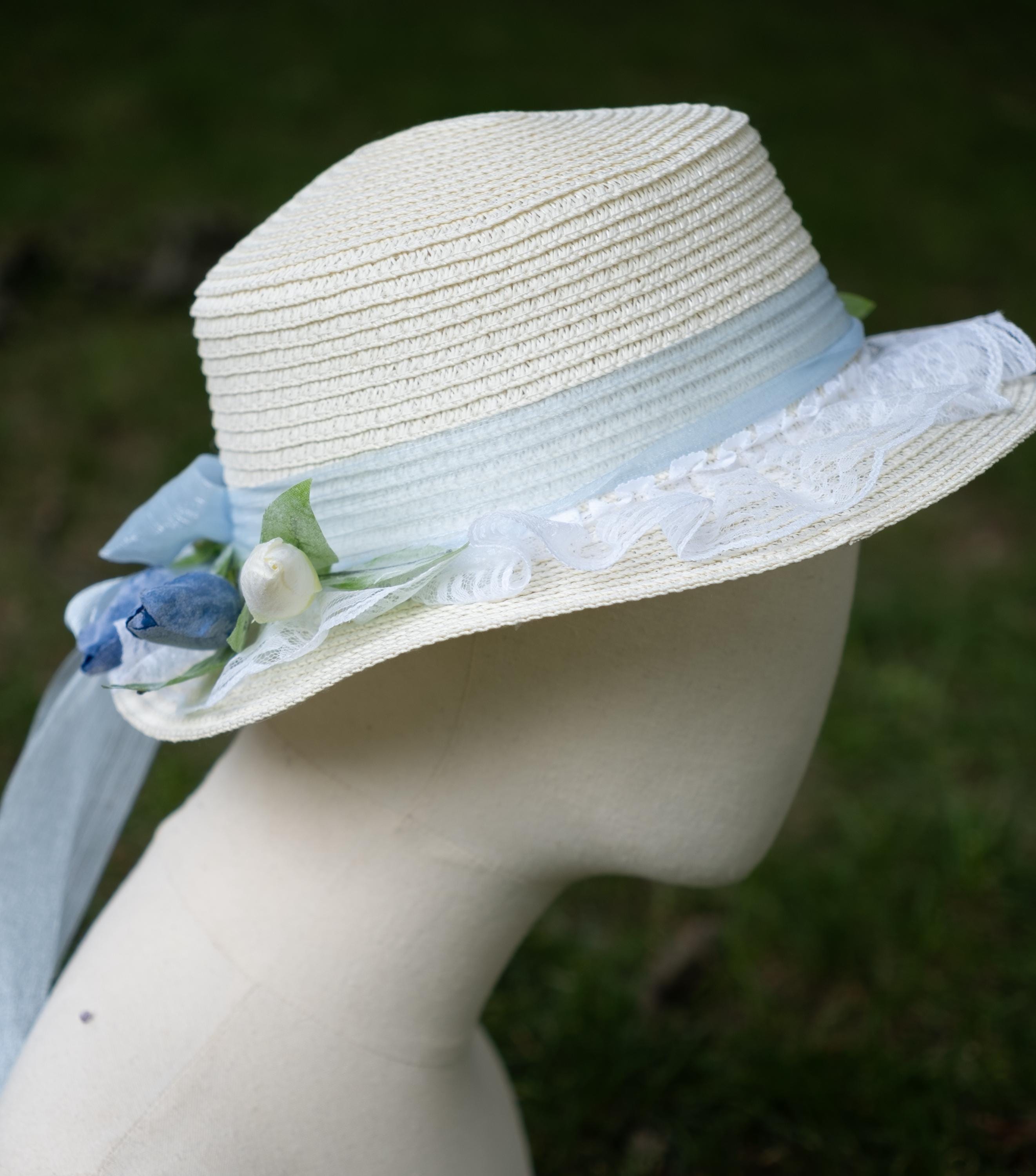 Vintage Prairie Bonnet Reversible Floral Blue Cottagecore Garden Sun Hat Prairie Bonnet In Women main image 3