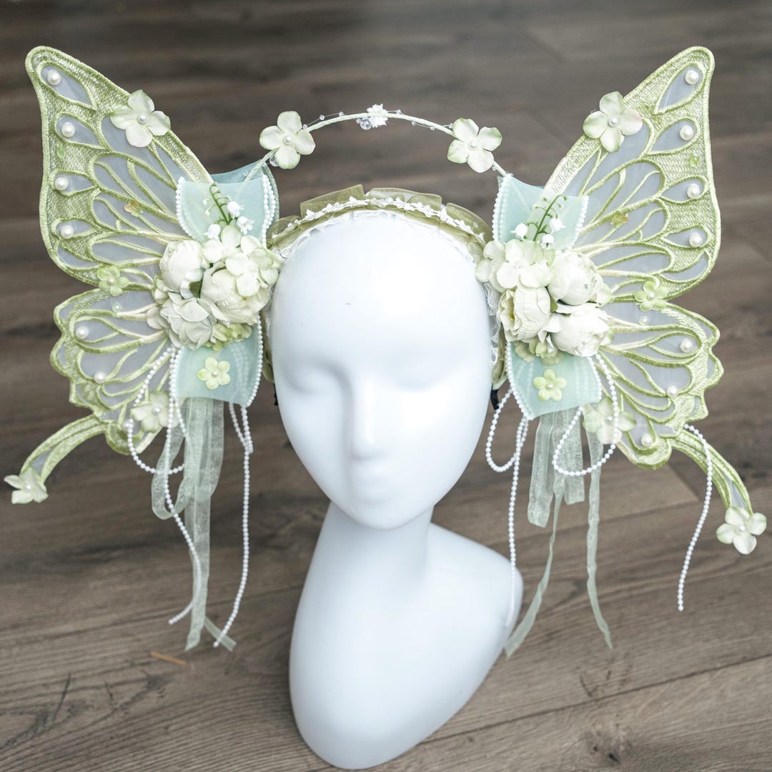 1296 Butterfly Costume Headband Cosplay Crown Headdress Halloween Tea Butterfly Headdress, Goddess Headpiece, Monarch Butterfly  main image 3