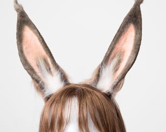 Furry Animal Ears Rabbit Brown Bunny Cosplay Donkey Anime Headwear Lifelike Furry Ear Halloween Gifts