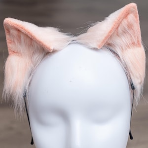 Pink striped cat ears and tail, pink tabby cat ears and tail, furry cosplay, lifelike animal ears, cute kawaii anime manga neko