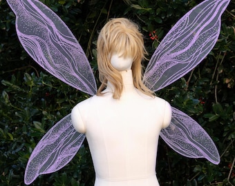 Purple Fairy Wings, 50 in Wingspan, Transparent Insect Back Wings, Butterfly Costume