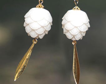 Zelda earrings, non-piercing ear clips, gold-plated copper, handmade
