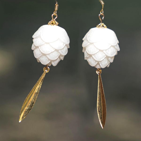 Zelda earrings, non-piercing ear clips, gold-plated copper, handmade