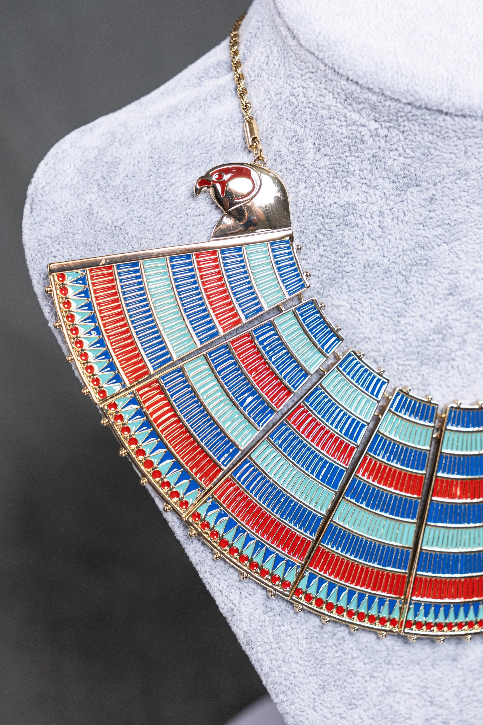 Usekh Pattern Replica Ancient Egyptian Necklace, Usekh Collar of Tutankhamun, Gold ...