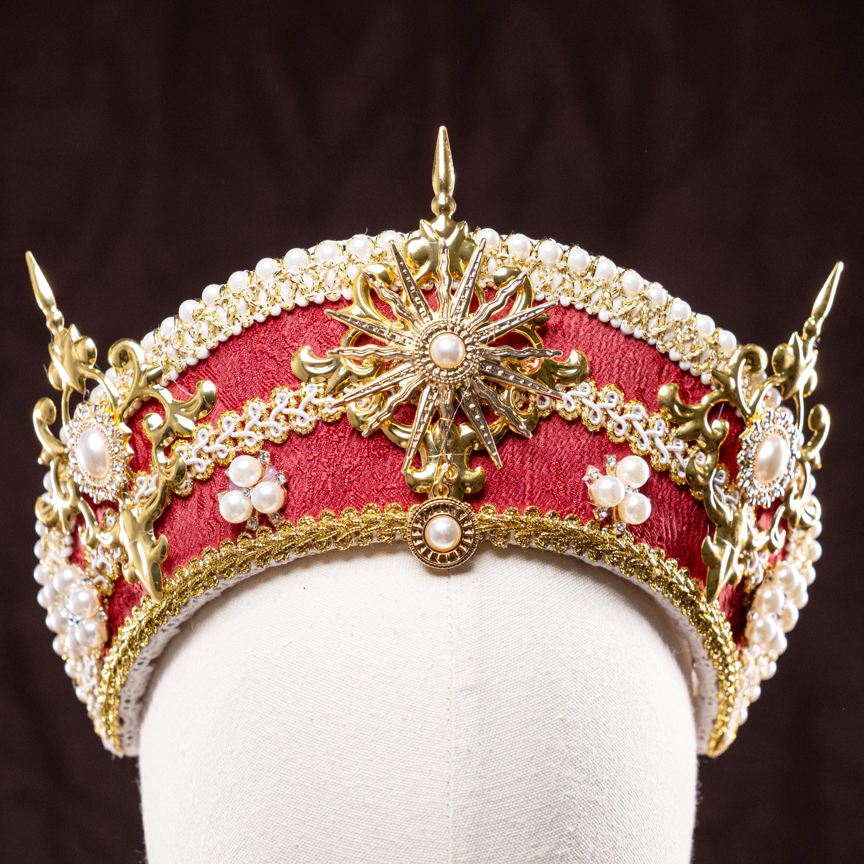 Tailor Vintage Red and Gold Embellished Hat the  main image 2