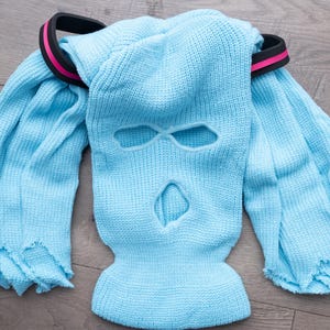 Miku Knitted Hat Ski Mask Blue Winter Outdoor Sports, cosplay supply snow miku