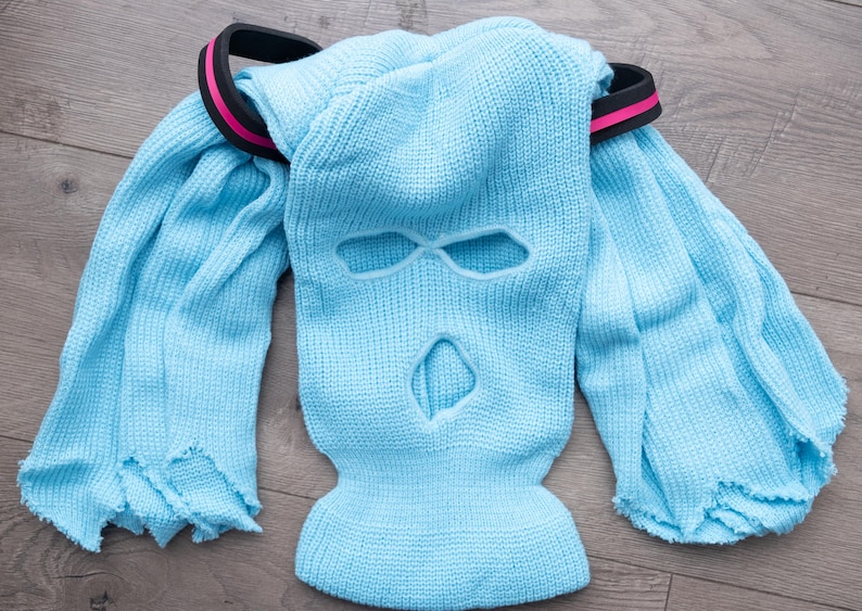 Miku Knitted Hat Ski Mask Blue Winter Outdoor Sports, cosplay supply snow miku