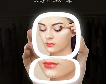 Handheld LED Make up Mirror, Foldable And Portable