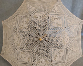 Paraguas beige calado