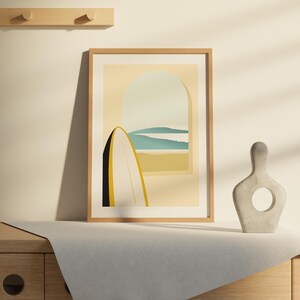 Surfboard Art Print, Coastal Scene Wall Art, Ocean Waves Inspired Decor, Surfboard on the Beach, Beach Wall Art, Minimalist Surfing Wall Art