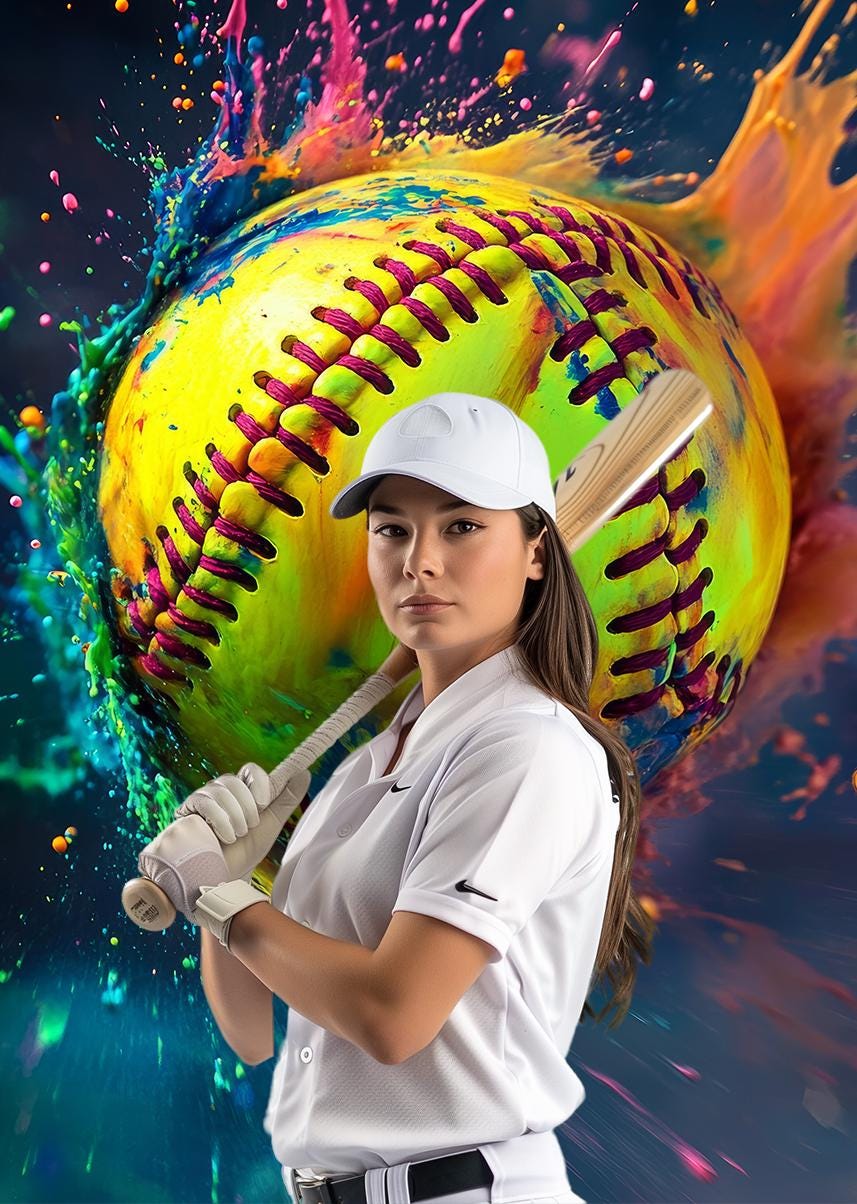 Softball Color Splash Backgrounds: 200 Sports Photo Overlays (digital ...