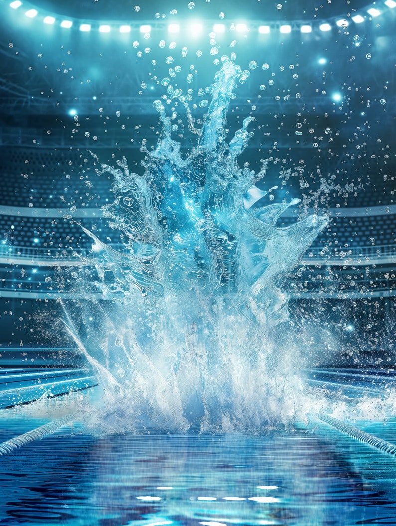 Pool Rack Exploding Graphic Art Water Explosion Pool Digital Backdrop: Sports Photography (digital ...