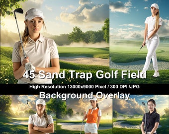 Superposiciones fotográficas de campos de golf: Fondos digitales de trampas de arena (descarga digital)