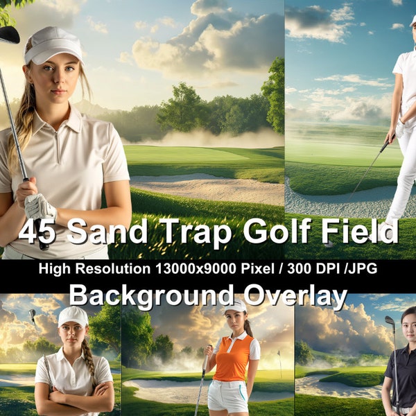 45 Sand Trap Golf Field themed images for sports photo backgrounds, featuring digital backdrops suitable for Photoshop edits overlays