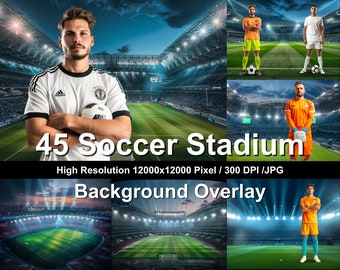 Fondos fotográficos con iluminación para estadios de fútbol: Fondos digitales deportivos (descarga digital)