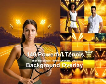 140 superposiciones fotográficas de iluminación de tenis: fondos para fotografía deportiva (descarga digital)