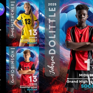 Modelo de esportes | Modelo de Canva de Jogador de Futebol | Banner esportivo sênior, modelos de fotos de cartão de futebol | Design de cenário não Photoshop