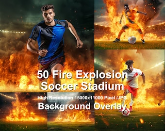 Fondos de fotos de estadio de fútbol con explosión de fuego (descarga digital)
