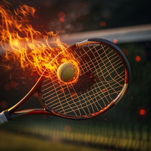 Tennis Racket With Flames Fire Tennis Photo Backgrounds: 100 Photoshop Overlays (digital Download ...