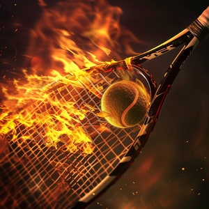Tennis Racket With Flames Fire Tennis Photo Backgrounds: 100 Photoshop Overlays (digital Download ...