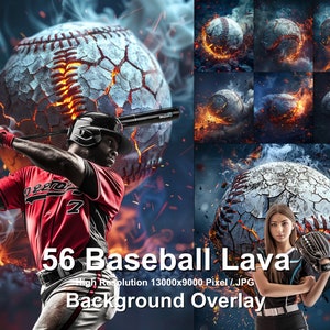 Lava Crack Baseball Photo Backgrounds, Sports Digital Backdrops (56 Files)