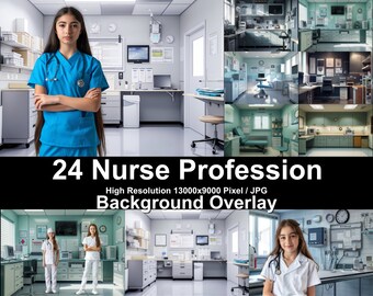 Fondos fotográficos de enfermería: Superposiciones médicas para Photoshop (Descarga digital)
