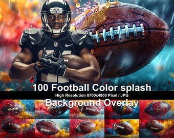 Fondos de fútbol americano con salpicaduras de color: 100 superposiciones fotográficas (descarga digital)