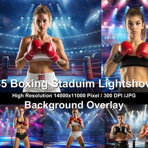 Boxing Stadium Photo Backgrounds: Lightshow Overlays (Digital Download)