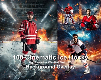 Superposiciones fotográficas cinematográficas de hockey sobre hielo: 100 fondos deportivos (descarga digital)