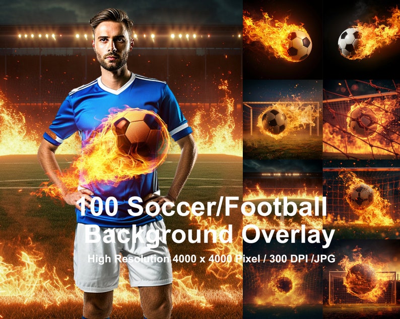 100 Soccer Fire-themed Images for Sports Photo Backgrounds | Digital ...