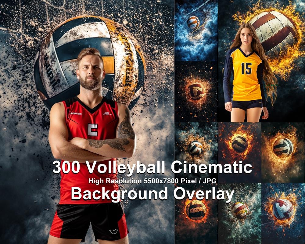 Volleyball Cinematic Photo Backgrounds: Sports Photoshop Overlays (digital  Download) - Etsy
