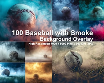 Baseball Smoke Photo Backgrounds: Sports Photography Overlays (Digital Download)