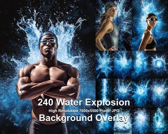 Fondos deportivos con explosiones de agua: 240 superposiciones de fotos (descarga digital)