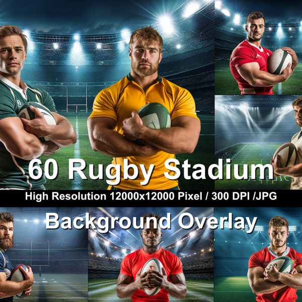 60 images sur le thème du stade de rugby pour des arrière-plans de photos de sport, avec des arrière-plans numériques adaptés aux superpositions de retouches Photoshop