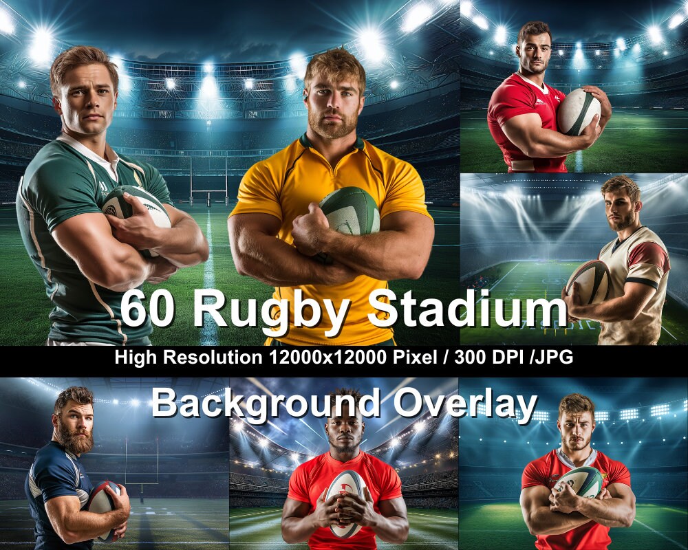 Rugby Stadium Photo Backgrounds: 60 Sports Digital Backdrops (12000x12000 px)